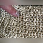 Nordstrom cream knit woven satchel bag with tortoise ring handles Photo 11