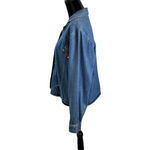 Agapo Large Denim Jean Top Jacket Embroidered Floral‎ Colorful Boho Cottage VTG Red Photo 3