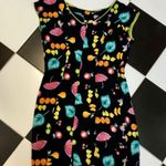 Vintage 90s Fruit Mini Dress Subtle Cocktail Print Bodycon Neon Colors Bright 10 Black Photo 4