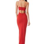 Alice + Olivia Red Bright Poppy Nelle Spaghetti Strap Maxi Cut Out Dress Photo 1