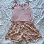 NWT Womens Size Large Pink Sleep Set Tank Top Shorts Butterflies Bows Coquette Photo 0