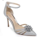 Badgley Mischka Silver Violette Crystal Pointed Stiletto High Heels SZ 1… Photo 0