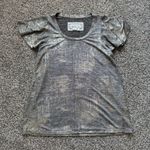Anthropologie silver metallic short sleeve top size S Photo 4