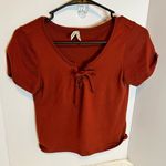 Mudd Orange Crop Tie Front Blouse Photo 0