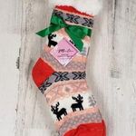 New Set of 3 Mari Clare SHERPA Lined Reindeer No Slip Slipper Socks Women's Photo 0