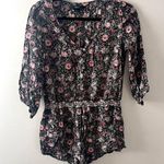 Forever 21  Women's Small Romper Floral Print Button Front Tie Tassel Waist Photo 0