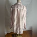 Fleur Bleue Linen Gold and Pink Button Down Shirt with Classic Stripes Size XL Photo 1