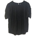 Loft  Size Small S Black Blouse Eyelet Short Sleeve Classy Business Career Photo 0