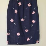 Doncaster  Navy Floral Print Silk Skirt Photo 0