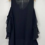 City Chic Chiffon Ruffled High Low Tunic Blouse Cold Shoulder Cascading NEW L Photo 4