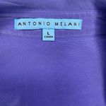 Antonio Melani 100% Silk Purple Collared Button Tie Front Long Sleeve Blouse L Photo 8