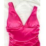 J.Crew | NWT | Ruched V-neck one-piece in Radiant Fuchsia | Sz 4 Photo 3