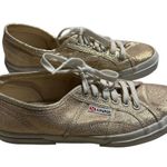 Superga  Gold Sparkle Glitter Sneakers Women's Size 7 Lace Shoes Shimmer Photo 0