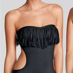 l*space L* Black Free Love‎ Prima Donna Fringe Bandeau Monokini Swimsuit Photo 0