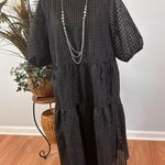 H & M Women Dress Oversized Black Boxy Loose Tiers Pleated Short Sleeve Lined Size M Photo 1