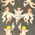 ZARA Size Small Grey Distressed Angel Squad Flying Short Sleeve T-shirt Photo 1