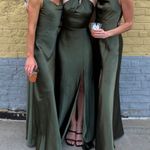 Birdy Grey Lisa Long Dress - Shiny Satin Olive Green Size XS Photo 0