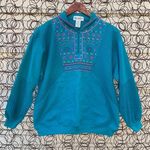 Vintage neon Aztec turquoise 1/4 zip granny sweatshirt Blue Size L Photo 0