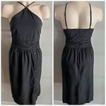 Banana Republic  Charcoal Halter Midi Dress Ruched Waist Lined Size 8 Photo 1