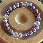 Handmade Purple Sea Sediment Jasper + Amethyst + AB Crystal Beaded Bracelet * Photo 2