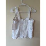 NWT Quince Sleeveless Smocked Back Square Neck Crop Tank Top White Women Medium Photo 2