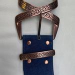 Gene Ewing Women's Blue Denim Belt with Bronze Buckle Size L SKU 5912 Size L Photo 2
