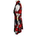 Vintage 60s Sears Crestknit Mod Dress XS S Tag Jr 9 Black‎ Red Floral Scarf Mod Photo 1