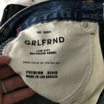 GRLFRND  The Jaden Low Rise Boyfriend Blue Denim Frayed Raw Hem Shorts Size 26 Photo 4