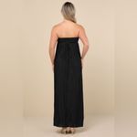 Lulus LULU’S Remarkable Beauty Black Satin Plisse Strapless Maxi Dress Photo 3