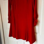 Ralph Lauren Lauren  Red Long Sleeve Ruched Sleeve Stretch Fit and Flare Dress Photo 4