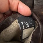 Diane Von Furstenberg  Elegant Brown Leather Gloves with Fur Trim Size 7 Photo 5