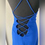 NEW Miss California Forever 21 Cobalt Electric Blue Chiffon Lace Up Maxi Dress S Photo 3