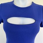 Guess Lana Ribbed-Knit Bodycon Dress MEDIUM BLUE Tanzanite Short Sleeve Photo 7
