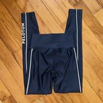 Peloton  Navy Blue Show Up Tuxedo Stripe Leggings Photo 2