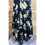 Old Navy Sun Dress Women’s Smocked Tiered Midi Tropical Floral Blue Lined Small Photo 2