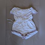 Lulus Ivory Oaxaca Embroidered Off Shoulder Romper short size M beach summer Photo 13