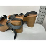 Womans Zigisoho Logic 6 Black Ankle Strap 2 Band Platform Wood Heel Sandals Photo 3