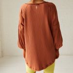 Free People Movement NWT  Bella Layer Ribbed Henley Top Spiced Copper Generous XS Photo 3