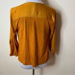 Anthropologie Dolan |  Alvia mustard yellow embroidered satin blouse XS Photo 5