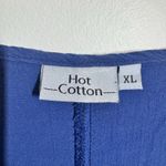 Hot Cotton Top Women XL Blue Lagenlook Pocket 3/4 Sleeve Minimal Modest Coastal Photo 4