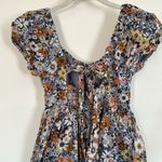 American Eagle Floral Button-Front Puff Sleeve Tie-Back Mini Dress XS Photo 6