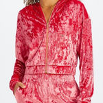 Fabletics NEW Crushed Velour Zip Up Hoodie Strawberry Red Women's Size S $85 Photo 0