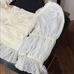 LPA  Cream Sheer Blouse with Ruffle Detail Open Front Size Large Photo 3