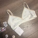 Brandy Melville thermal white with pink floral polina top One Size Photo 0