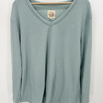 Chaser  Top Women XXL Blue Thermal Long Sleeve V-Neck Pullover Polyester Blend Photo 0