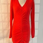 Sundry long sleeve orange ruched v neck bodycon mini dress size 1 or small Photo 3