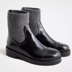 J.Crew Italian Leather Rib Cut Off Boots Black Size 8 NEW Photo 0