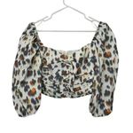 Nocturne Floral Ruched Puff Sleeve Crop Top White Multicolor XS 34 Photo 10