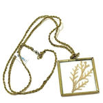 Artisan Glass and Crocheted Rope Handmade Shadowbox Necklace with Dried Fir Tree​​. Photo 0