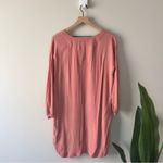 Madewell  Pink Long Sleeve Shift Dress Knee Length Solid Preppy Crepe Photo 4